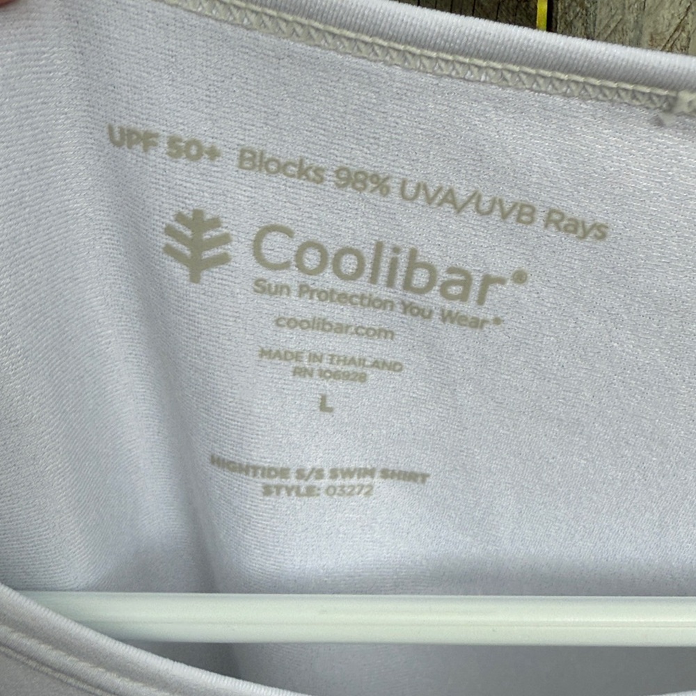 Coolibar HighTide Short Sleeve Swim Shirt 03272 white 14 16 L - Picture 5 of 11